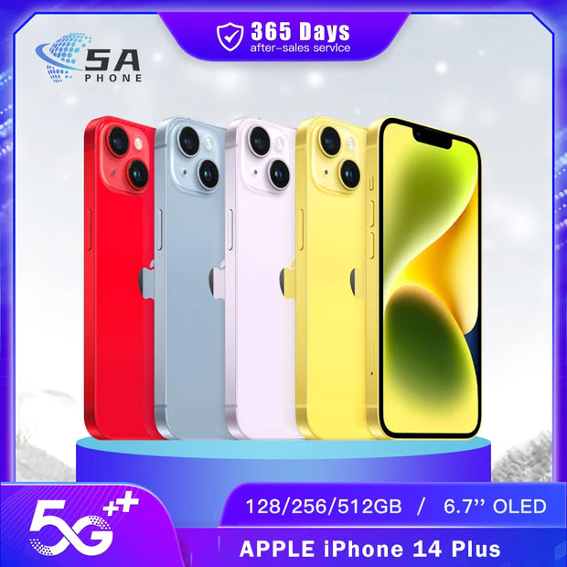 Original Apple iPhone 14 Plus 5G Mobile Phone Face ID NFC 6.7" 6GB RAM 128GB/256GB ROM Dual 12MP A15 IOS Hexa-Core Smartphone