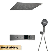 Luxury gun gray brass shower system with LED digital display design Wall mounted constant temperature 3-function bathroom faucet