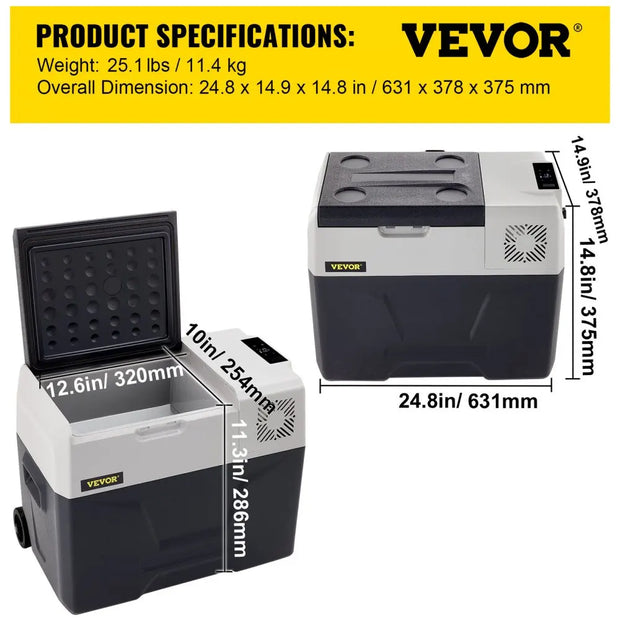 VEVOR Portable Small Car Freezer  Mini Car Freezer Refrigerator  Fridge Cooler  Fridge Freezer AC/DC Vehicle  Fridge