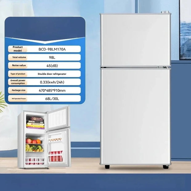 Household Mini Refrigerator for Rental Dormitory First-class Energy-saving Refrigerator Office Refrigerator with Deep Freezer