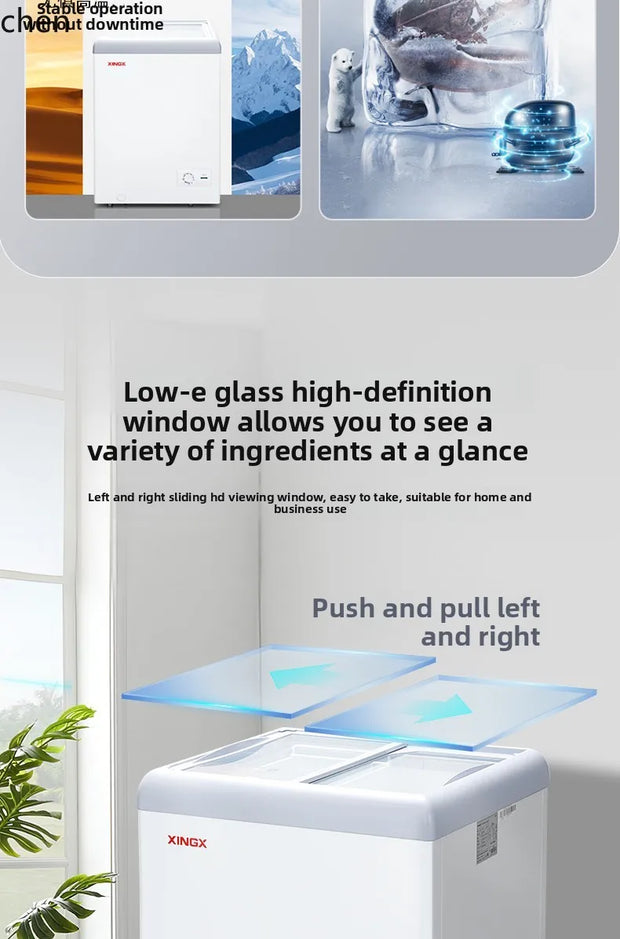 HXL Freezer Large Capacity Frozen Display Refrigerated Fresh-keeping Glass Horizontal Ice Cream Cabinet