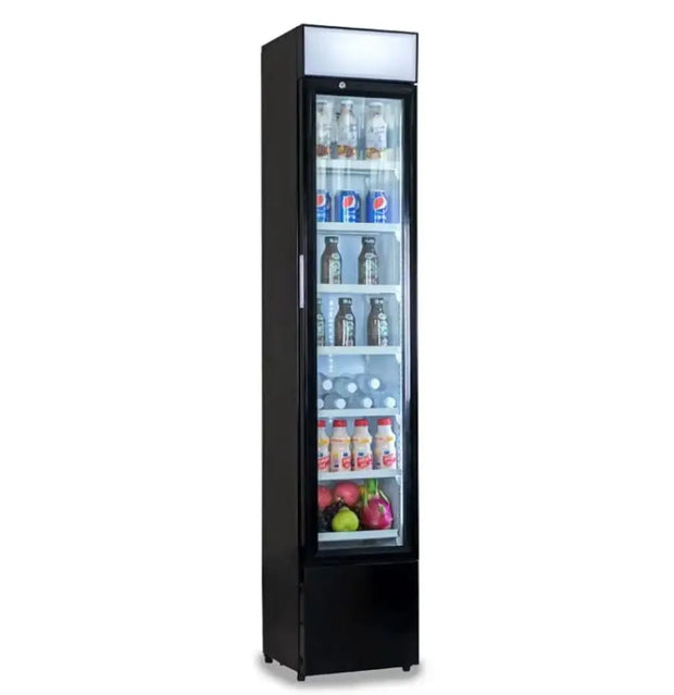Slim Refrigerator 315L  air Cooling Glass Door Freezer Upright Double Temperature Fridge Free Print logo Defrost Defog Freezer