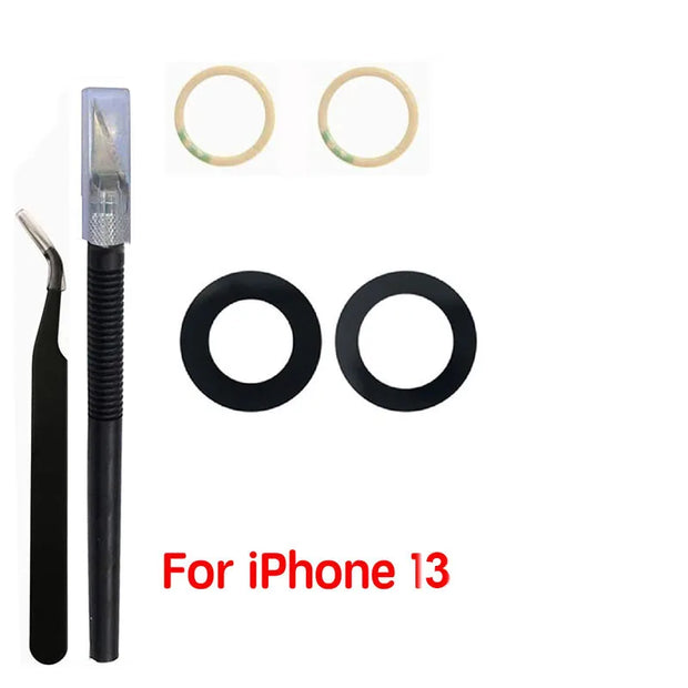 1 Set Back Camera Lens Glass For iPhone Xs 11 12 13 mini 14 15 Plus Pro Max Rear Camera Repairing Parts With 3m Glue & Tools