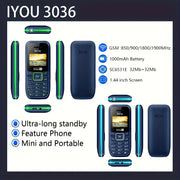 IYOU 3036 feature phone basic phone 1.44 inch wireless FM dual card dual standby 1000mAh battery long standby time simple phone