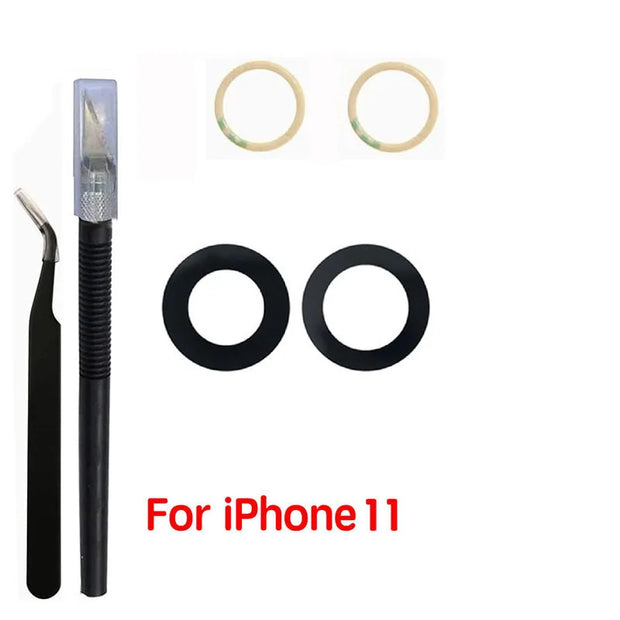 1 Set Back Camera Lens Glass For iPhone Xs 11 12 13 mini 14 15 Plus Pro Max Rear Camera Repairing Parts With 3m Glue & Tools