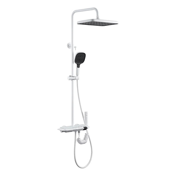 Luxury Smart LED Bathroom Showers Wall Mounted Four Function Thermostatic Rainfall Shower Set