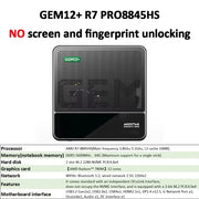 AOOSTAR GEM12+ Mini PC AMD Ryzen 7 PRO 8845HS 5.1GHz 32GB DDR5 1TB SSD Radeon 780M WiFi6 BT5.2 USB4 HDMI2.1 Mini PC Windows 11