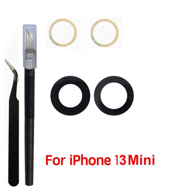 1 Set Back Camera Lens Glass For iPhone Xs 11 12 13 mini 14 15 Plus Pro Max Rear Camera Repairing Parts With 3m Glue & Tools