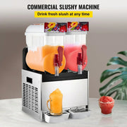 VEVOR Commercial Slushy Machine 500W Margarita Smoothie Frozen Drink Maker Suitable for Ice Juice Tea Coffee Making 15L x 2 Tank