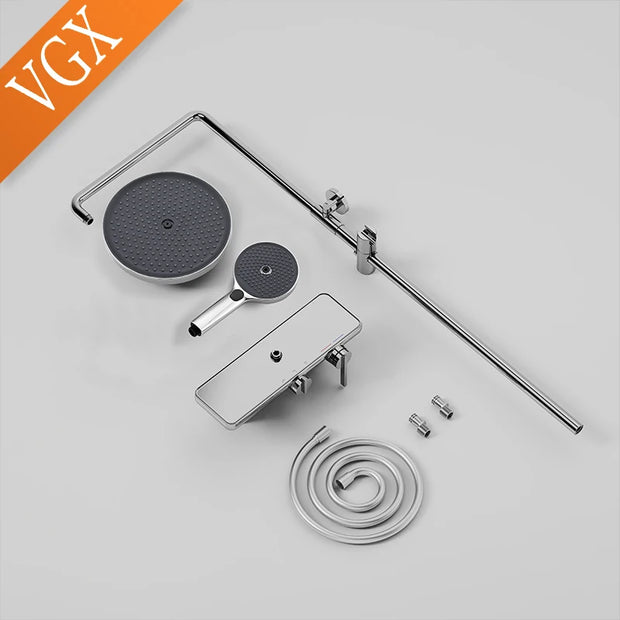 VGX Bathroom Shower System Set Modern Shower Faucet Set 3-way Rainfall  Shower Set Shower Mixer Crane with Hand Shower Set Grey