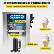 VEVOR Commercial Soft Ice Cream Machine 2200W 20-28L/H Ice Cream Maker Double 6L Hoppers Ice Cream Making Machine YKF-8228H