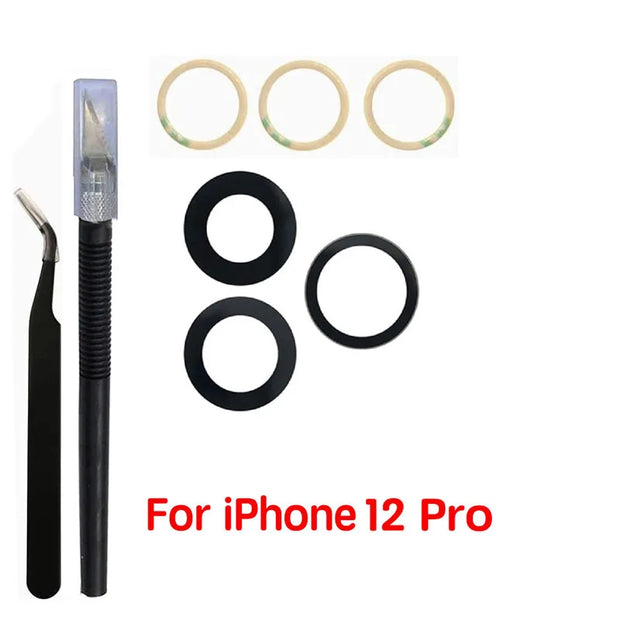 1 Set Back Camera Lens Glass For iPhone Xs 11 12 13 mini 14 15 Plus Pro Max Rear Camera Repairing Parts With 3m Glue & Tools