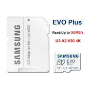 Samsung MicroSD 512GB 256GB 128GB 64GB Memory Card EVO Plus U3 V30 A2 Read Speed up to 130MB/s gaming console tablet memory card