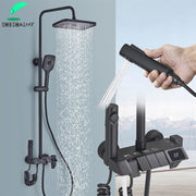 Piano Digital Shower Set Intelligent Brass Bathroom Faucets Hot Cold Waterfall Tap Rainfall Gray Shower System chuveiro