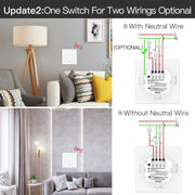 MOES Smart Light Switch Tuya ZigBee No Neutral Wire No Capacitor Needed Smart Life 2/3 Way Works with Alexa Google Home 2mqtt