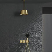 Brushed Gold Bathroom Shower Faucet Set 2 Way Rainfall Bathtub Mixer Hot Cold Water Mixed Tap ceiling arm Embedded Box