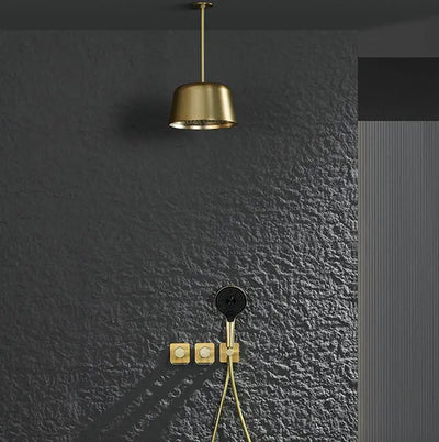 Brushed Gold Bathroom Shower Faucet Set 2 Way Rainfall Bathtub Mixer Hot Cold Water Mixed Tap ceiling arm Embedded Box