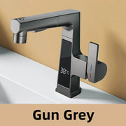 LED Bathroom Faucet Intelligent Temperature Sensor Digital Display Faucet Brass Basin Taps Cold Hot Water Pull Out Lifting