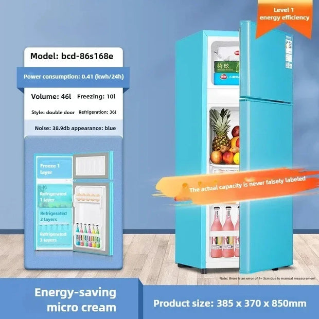 Household Small Refrigerator with Deep Freezers Rental Room Double Door Fridge Freezer First Level Energy Saving Refrigerator Z