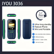 IYOU 3036 feature phone basic phone 1.44 inch wireless FM dual card dual standby 1000mAh battery long standby time simple phone