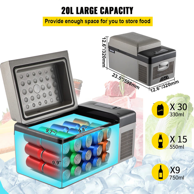 Succebuy 20-55L Portable Refrigerator Car Refrigerator Electric Compressor Cooler with 12/24v DC & 110-240v AC