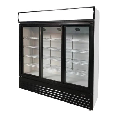 Commercial Three Glass Doors Display Chiller Fridge Transparent Electric Refrigerator Supermarket 3 Door Fan Cooling Freezer