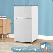 Compact Double Door Refrigerator with 3.5 Cu.Ft Freezer Storage 7 Temperature Settings for Precise Cooling Ideal for Apartments