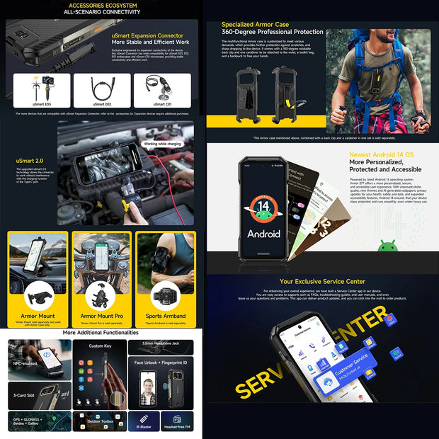 Ulefone Armor 27T Thermal lmaging FLIR® Rugged Phone 10600mAh Battery 12GB+256GB 6.78"FHD 120Hz 50MP Camera Night Vision 4G NFC