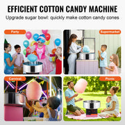 SucceBuy Electric Cotton Candy Machine Candy Floss Maker Commercial Cotton Candy Machine w/ Stainless Steel Bowl and Sugar Scoop