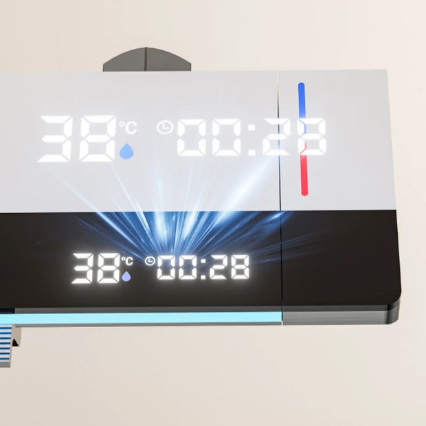 Hot Cold Shower Set Faucet Temperature Digital Display Bathroom Wall Mounted 4 Ways Water Outlet Rainlfall Shower Faucet System