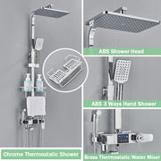 Black Digital Display Thermostatic Shower Faucet Bathroom Thermostatic 4 ways Rainfall Shower Mixer Tap,Shelf and Bidet Faucets