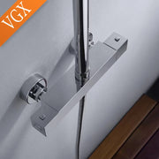 VGX Thermostatic Shower System Intelligent Brass Bathroom Shower Set 2 Function Shower System Round Shower Head Handheld Sprayer