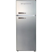 2 Door Apartment Size Refrigerator with Freezer, Retro Chrome Handle, cu ft, Platinum Series, Stainless Steel, 7.5, Silver