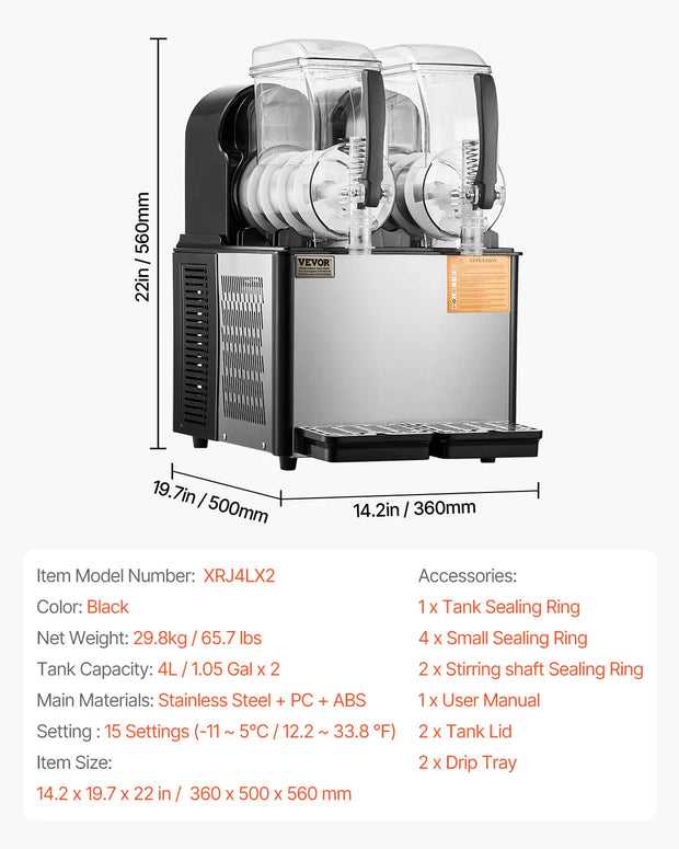 SucceBuy 3-36L Commercial Slushy Machine 1-3 Tanks Stainless Steel Margarita Smoothie Frozen Drink Maker for Home Restaurants