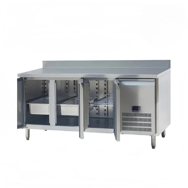 New Restaurant Kitchen Freezer Air Cooling Workbench 2 Door Under Counter Fridge Stainless Steel Worktop Freezer