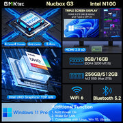 GMKtec G3 Mini PC Intel Alder Lake N100 Windows 11 Pro Mini PC 8/16GB DDR4 256/512GB PCIe M.2 SSD WiFi 6 BT5.2 Desktop Computer