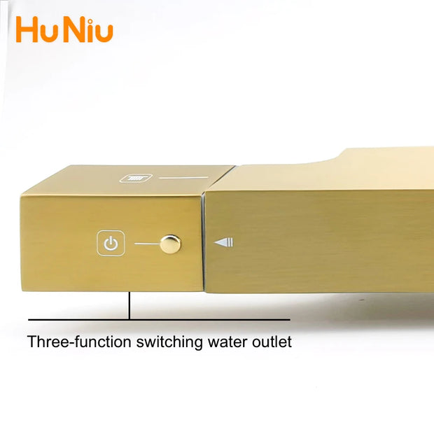 Huniu Thermostatic Shower System Set Gold Shower Set Luxury Bathroom Shower Faucet Set Brass Rainfall Bathroom Shower Set Grey