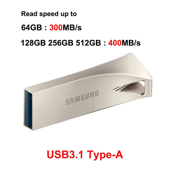 Samsung USB Flash Drive 64GB 128GB 256GB USB 3.1 Mini Pen Drive Memory Stick Storage Device U Disk Read speed up to 400MB/s