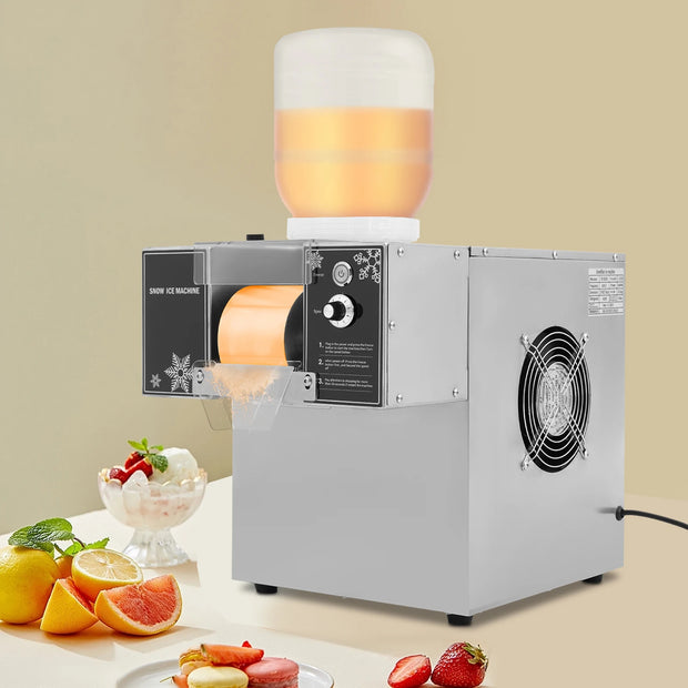 60kg/Day Electric Snowflake Ice Maker with 8 Different Roller Speeds, Commercial Snow Ice Shaver Machine