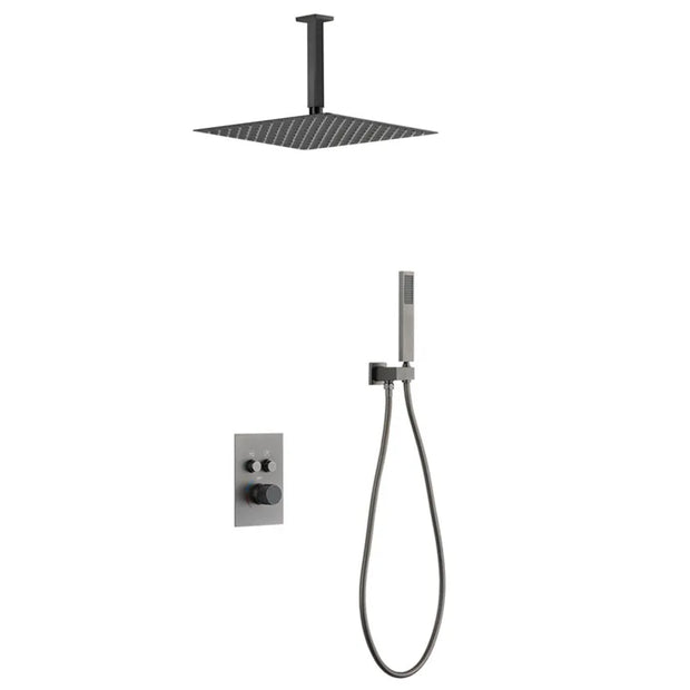 Digital Gunmetal gray white black Rain Shower Head Bathroom Brass Bath wall mounted Shower Set Wall Mounted faucet shower set