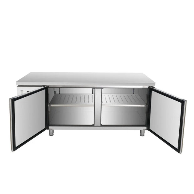 8-Door Stainless Steel Workbench Refrigeration Equipment LED Light Freezer Under Counter Fridge For Display Cooler