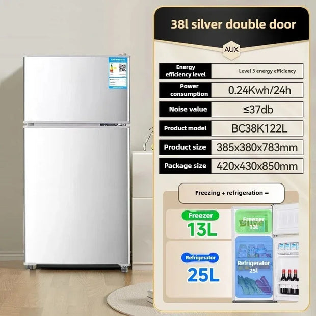Household Frost free refrigerator Dormitory Rental room mini Fridge Freezer Double Door Two-chamber Refrigerator Home Appliance