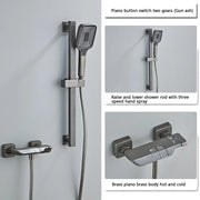 White Grey Deluxe Shower System Set Bathroom Rain Pressurized Shower Faucet Set Brass LED Digital Bathtub Shower Faucet Full Set