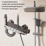 Space Aluminum Household Gun Gray Digital Display Shower Set Hotel Bathroom Shower Atmosphere Light Shower Full Set