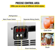 VEVOR Commercial Slushy Machine 500W Margarita Smoothie Frozen Drink Maker Suitable for Ice Juice Tea Coffee Making 15L x 2 Tank