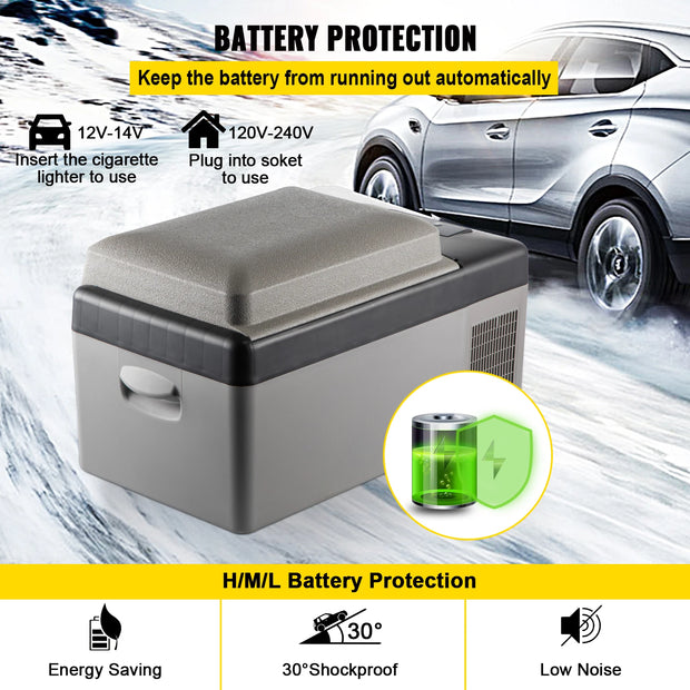 SucceBuy 20 L Portable Refrigerator Car Refrigerator Electric Compressor Cooler with 12/24v DC & 110-240v AC for Camping