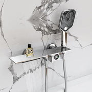 Bathroom Gray Bathtub Faucet Set Wall Mounted Brass Digital Display Smart Waterfall Shower Faucet Set White Chrome Black