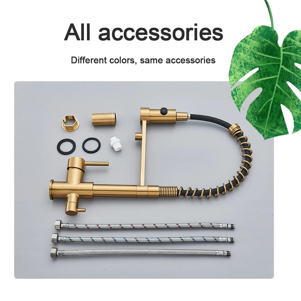 Pull Down Filter Kitchen Faucet 3 Ways Drinking Pure Water Faucets Brass 360° Flexible Purification Water Mixer Tap