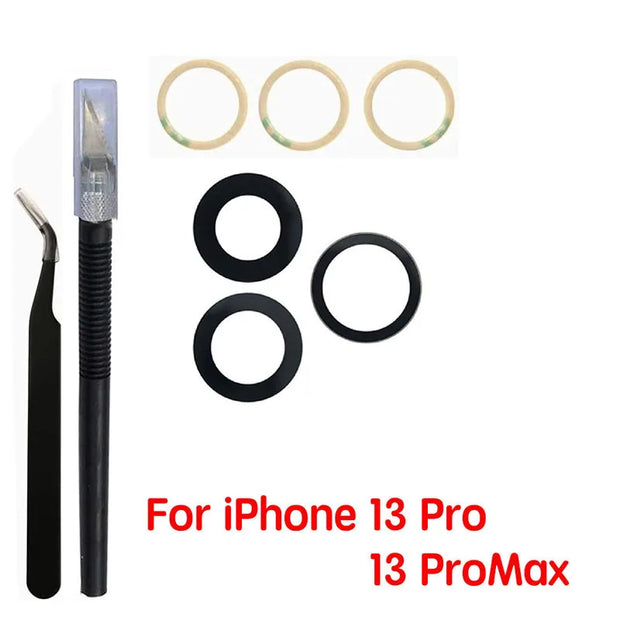 1 Set Back Camera Lens Glass For iPhone Xs 11 12 13 mini 14 15 Plus Pro Max Rear Camera Repairing Parts With 3m Glue & Tools
