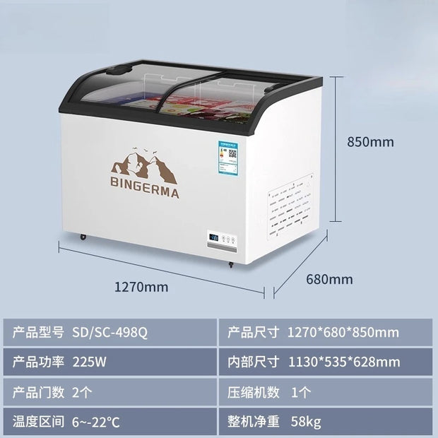 ZYY commercial refrigerator display cabinet curved surface refrigerated fresh-keeping cabinet transparent glass cake freezer